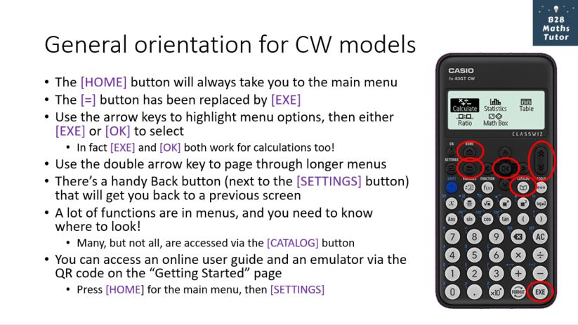 CW model orientation summary sheet